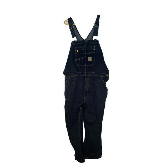 NICE Mens CARHARTT Bib OVERALLS Denim ~ LOOSE Fit OR4672-M Preowned ~ 40x30(29) - Picture 1 of 5